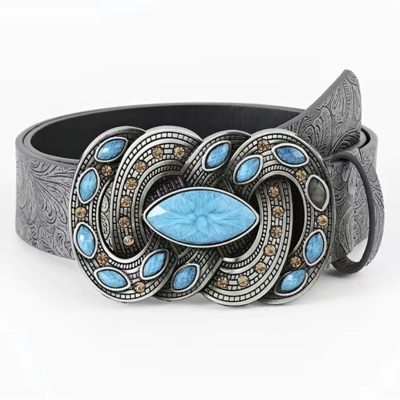 Pu Leather Boho Western Cowgirl Gemstone Belt - Picture 2 of 5